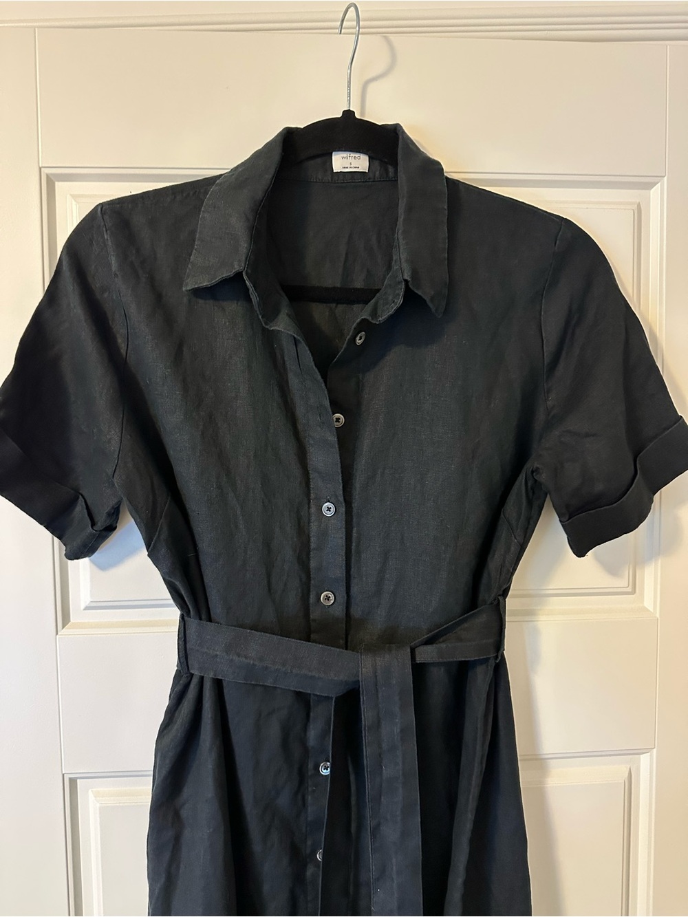 Wilfred Eleta Linen Maxi Shirt Dress Black - Picture 3 of 3